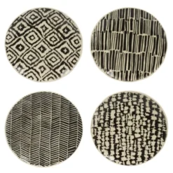 Table Passion Coffret De 4 Assiettes à Dessert 22 Cm En Grès Noir