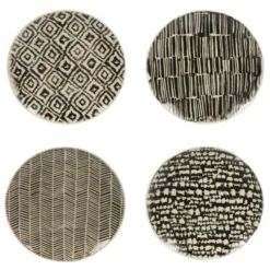 Table Passion Coffret De 4 Assiettes Plates 27 Cm En Grès Noir