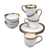 Kare Design Lot 6 Mugs, 6 Bols, 6 Assiettes Plates En Porcelaine Blanche Et Dorée