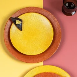 Table Passion Assiettes à Dessert Lot De 6 - Assiette à Dessert Safran 21 Cm En Grès Jaune -Assiettes Soldes Magasin lot de 6 assiette a dessert safran 21 cm en gres jaune 2
