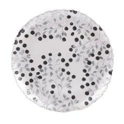 Table Passion Assiettes Plates Lot De 6 - Assiette Plate Berry 28 Cm Argent En Verre Transparent