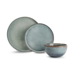 ONA Assiettes Plates Service 12 Pièces Bleu