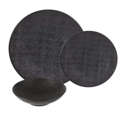 Table Passion Assiettes Plates Service D'assiettes 12 Pièces En Grès Noir
