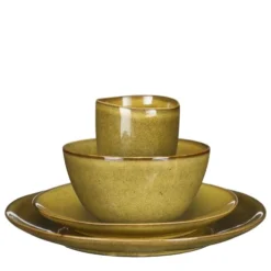 Mica Decorations Assiettes Plates Service De Table 16 Pièces En Céramique Ocre