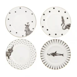 Yvonne Ellen Assiettes Plates Set 4 Assiettes Mono Party 16cm