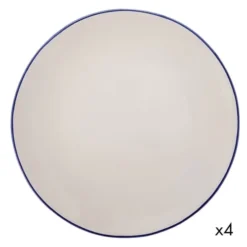 Maison Tilleul Set De 4 Assiettes à Dessert Céramique Blanc