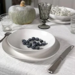 Maison Tilleul Set De 4 Assiettes Plates Céramique Blanc -Assiettes Soldes Magasin set de 4 assiettes plates ceramique blanc 8